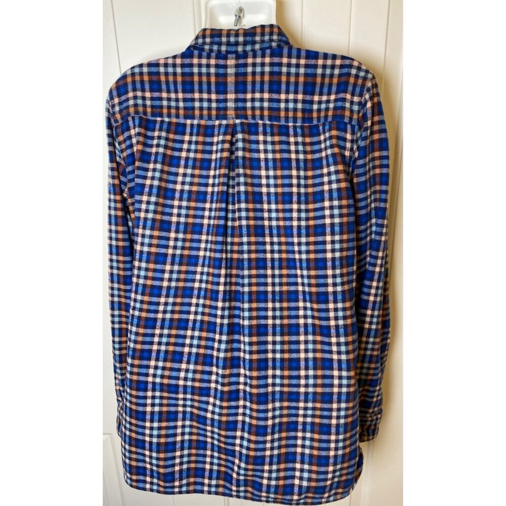 Woolrich Pemberton Plaid Flannel Shirt L/S Blue Orange Size L - Picture 4 of 9